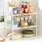 devesanter Extendable Kitchen Cupboard Shelf 2 Pack Stackable Expandable Storage Rack Shelf Kitchen Shelf Organiser,Spice Racks,Cupboard shelf,Suitable for Home and Kitchen Storage（whiter）