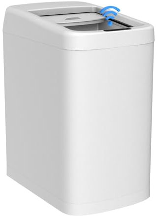 ELLO&ALLO Motion Sensor Trash Can 8 Gallon for Kitchen with Roll Up Lid, Automatic Touch Free High-Capacity Waste Bin White
