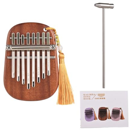 Piano de Pulgar de Madera Kalimba Sapele de 8 Teclas, Mini Piano de Dedo Exquisito, Instrumento Musical Portátil con Martillo de Afinación para Principiantes (Marrón)