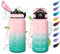 Trinkflasche Kinder Auslaufsicher 500ml, Wasserflasche Kohlensäure Geeignet, Sport Trinkflasche mit Zeitmarkierung, Trinkflasche mit Strohhalm, Perfekt für Kindergarten, Schule, Büro, Picknick