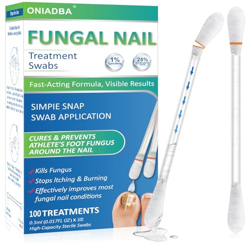 Fungal Nail Treatment Swabs–100 Ct, Extra Strength Toenail & Athlete’s Foot Fungus Treatment with 25% Undecylenic Acid, Damaged, Discolored & Thick Nails, Restores Healthy Nail Growth