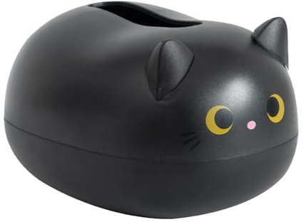 Taschentücher Box,Cartoon-Katzen-Taschentuchbox, Kunststoff Taschentuchspender, Toilettenpapierhalter Katze, Cartoon Tissue Box Für Küche, Badezimmer (Schwarz)