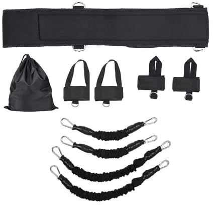 pistro Set di fasce di resistenza per boxe, 63,5 kg, per allenamento di agilità e forza, materiale TPE con vita regolabile e cinghie alla caviglia per fitness domestico, boxe, basket