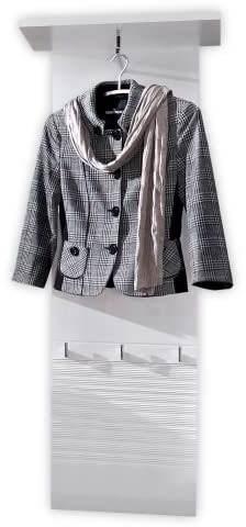 Stella Trading LIFE Garderobenleiste, weiss hochglanz - Moderne Hutablage & zuverlässige Wandhaken für Jacken & Taschen - 50 x 150 x 29 cm (B/H/T)