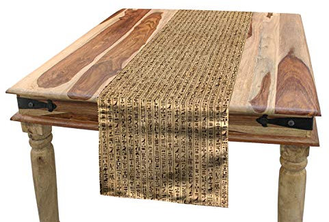 ABAKUHAUS ägyptisch Tischläufer, Ancinet Hieroglyphs, Esszimmer Küche Rechteckiger Dekorativer Tischläufer, 40 x 300 cm, Sandbraun Schwarz