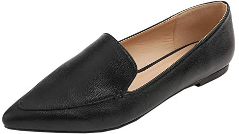 Feversole Flache Ballerinas mit Komfort Einlegesohle,Spitze Flache Schuhe，Klassische Ballerinas Profilsohle