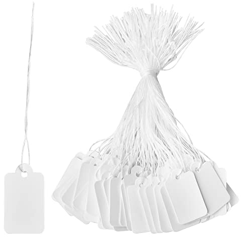 Vesaneae 100 Pièces Étiquettes de Prix, 23*13 mm Étiquettes de Marquage, Étiquette Kraft avec Ficelle, Etiquette Vetement Vierges, Etiquettes Cartonnées, Etiquette Prix pour Collier, Bijoux, Bracelet