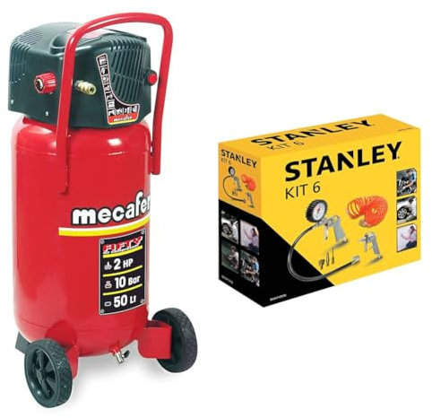Mecafer 425090 Compresseur 50 L 2 hp fifty mecafer & Stanley 9045717STN Accessoires pour compresseur d’air