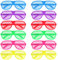 BOZILY Partybrillen 12er Set Neon Farbe Shutter Shades Brille Party Brille Mode Shutter Shades Brille Gläser Sonnenbrille 80er Jahre Party Schlitz Sonnenbrille für Geburtstagsparty, Fasching, Karneval