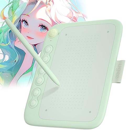 Tablette Graphique UGEE Q6 Tablette Dessin Portable 6 Pouces Directement Connectée au Téléphone Tablette Dessin Graphique avec 6 Raccourcis et Câble de Données pour Windows Mac Android, Vert