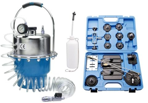 Stahl-Faust Bremsen Entlüftungsgerät mit Adaptersatz 11-TLG. Druckluft Bremsentlüftung