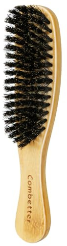 Haarbürste mit Wildschweinborsten, glatte Rückseite, zum Glätten und Stylen, breite 7-reihige Borsten für geschmeidiges, krausfreies Haar, Pferdeschwanz, Dutt und Babyhaar, Holzgriff für Damen und