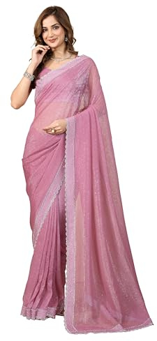 TRENDMALLS Women's Art Silk Siroski Work Saree-K1151-Pink