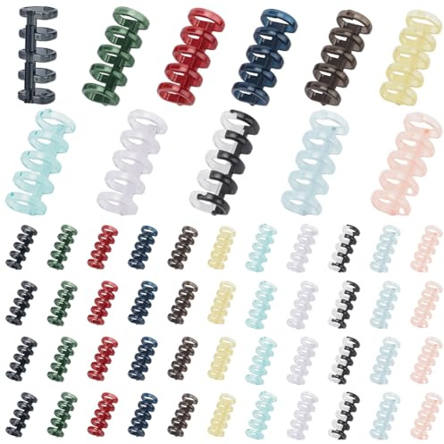WEBEEDY Set di 55 raccoglitori ad anelli in plastica, 11 colori, 5 anelli, anelli divisi, in cristallo, multicolore, per album fotografici, taccuino