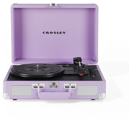 Crosley Cruiser Plus Portable Turntable - Bluetooth Record Player, 3-Speed Suitcase Vinyl Player, Home Turntables for Vinyl Records, Built in Stereo Speakers & Bluetooth Receiver, AUX Input, Lavender