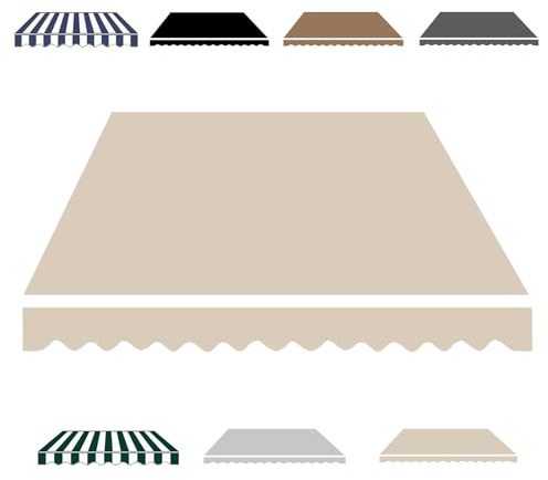 Toldo retráctil manual de tela de repuesto de 2,0 m-5 m, toldo de patio al aire libre para jardín, cubierta impermeable beige, 400 x 250 cm, parasol para balcón