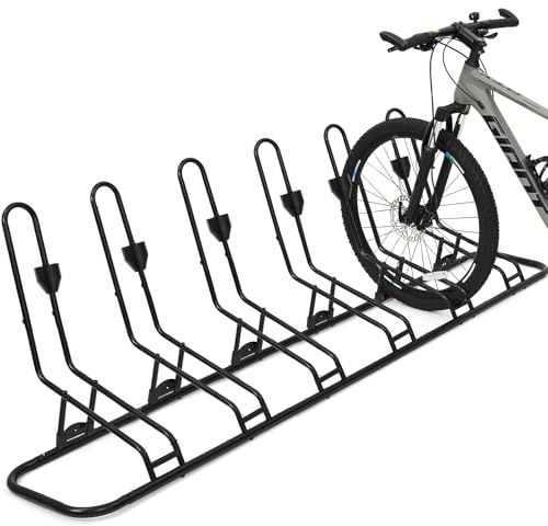 Floor Bike Rack for 6 Bikes, Safeguard Disc Brakes & Derailleurs Design, Waterproof Bicycle Stand Indoor/Outdoor/Garage Use, Fits 12-29 Tires, Upgraded 0.63 Steel Tubes for Stability