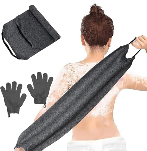 DYSWTUE Juego de Guantes de Baño Exfoliantes para Espalda, 2 Piezas de Guantes Exfoliantes y Depurador Corporal, Cara, Ducha, Limpieza Profunda, Masaje y Removedor de Células Muertas de la Piel