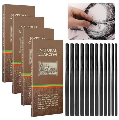 58 Pièces Fusains Pour Dessin Plusieurs Tailles Disponibles Résistant La Casse Couleur Et Texture Exceptionnelles Traits Fluides Facile À Corriger Grande Tolérance Aux Erreurs Pour Création Artistique