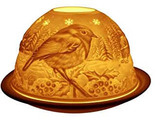 Light-Glow Robin Lithophane Dome Tealight Candle Holder
