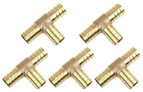 X AUTOHAUX Lot de 5 raccords cannelés en laiton pour tuyau d'air, eau, huile - 16 mm