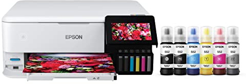 Epson EcoTank Photo ET-8500 Wireless Color All-in-One Supertank Printer with Scanner Copier, Ethernet and 4.3-inch Colorfull Touchscreen - White