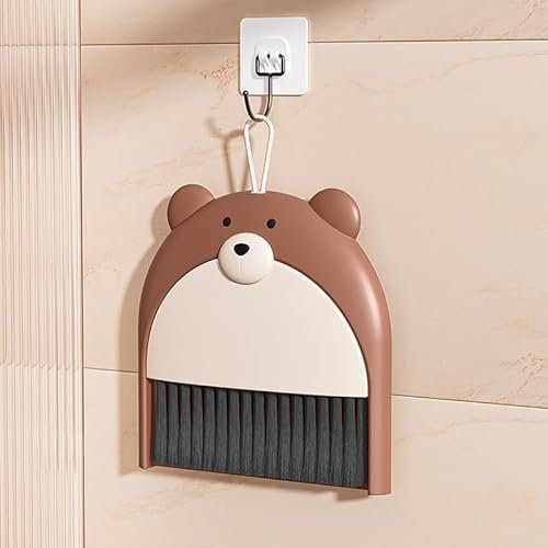 XiXiYang Mini Cute Bear Dustpan and Brush Set-Portable Cleaning Small Brush and Dustpan Combo, Broom, Perfect for Dust, Dirt and Crumbs- Handled Dustpan and Brush Combo Camping Accessories