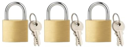 3 Pack Mini Brass Padlocks with Keys (20mm) – Durable Small Padlocks for Luggage, Travel Bags, Backpacks & Lockers – Each Padlock Includes 2 Keys