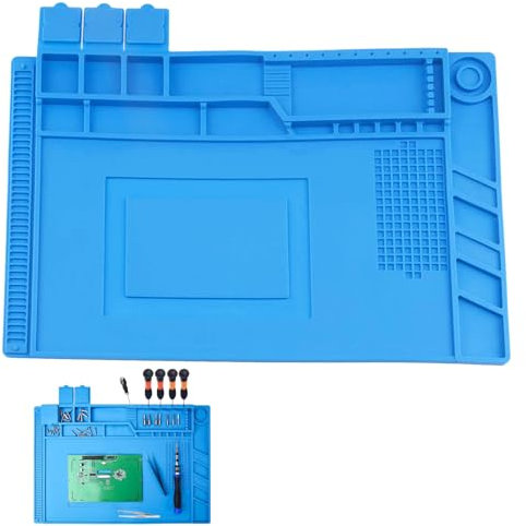 Estera Magnetica de Soldadura, Almohadillas de Soldadura Resistentes al Calor 45 x 30 cm, Almohadillas de Mantenimiento Antiestáticas, Almohadillas de Trabajo de Soldadura con Escala y Posición