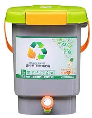 Compostador eléctrico Sistema de compostaje Bokashi for interiores, cubos de compost de cocina con grifo, tapa hermética, forma práctica de recoger todos sus residuos orgánicos, cubo de 15 l/4 galones