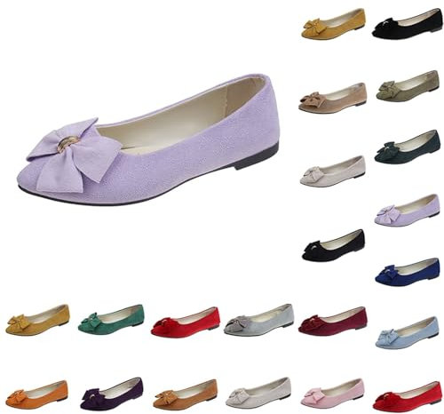 Shoes Women's Elegant Flat Heel Ballet Flats with Cute Bow Fashionable Elegant Classic Evening Shoes Flat Non-Slip Single Shoes Soft Sole Loafer Pumps Wedding Shoes, hot pink, 8.5 UK