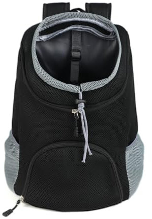 Lauviomify Haustier Rucksack von 3 bis 7 kg - Verstellbar und Atmungsaktiv - Mit Fronttasche für Kleine Hunde und Katzen - Head-Out-Design - Sicherheits-Haken - Ideal für Reisen, Wandern und Outdoor.