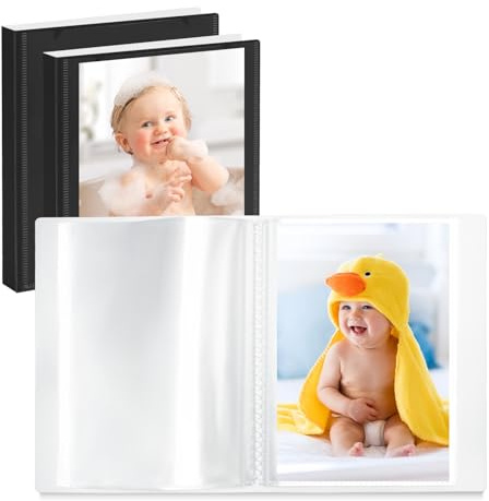 Vienrose Álbum Fotos 10x15 Set de 3 Álbum de Fotos Pequeño con Portada Personalizable 26 Bolsillos Superiores para 52 Fotos Diario Embarazo Libro Bebe Recuerdos, Negro