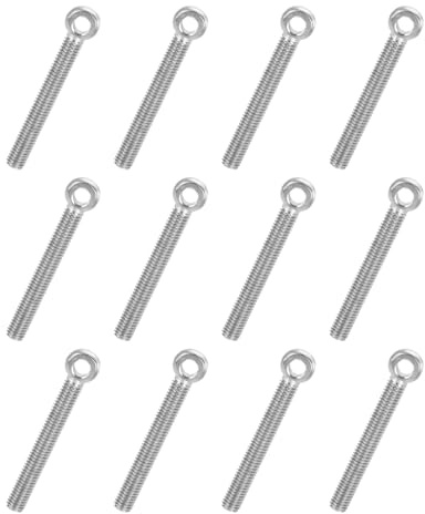 PATIKIL 12 Pcs M5x40mm Tornillo De Ojo Giratorio Con Hombro Color Plateado | Perno De Aparejo Fijadores, 304 Acero Inoxidable, Métrico Roscado Completo, Ojo De Pescado Agujero Deslizante