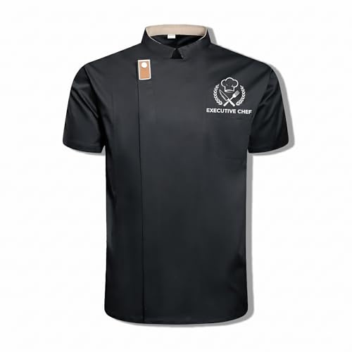 Veste de Cuisine Personnalisée Homme & Femme avec Prénom ou Logo, Blouse de Chef Manches Courtes Respirante, Uniforme Professionnel Personnalisable