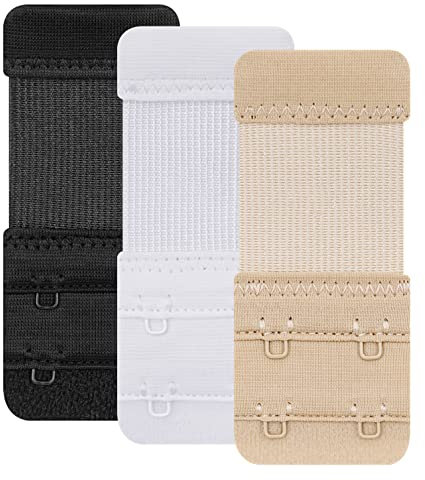 YARBAR Bra Extenders 2 Hooks Comfortable Stretchy Bra Extension Strap (3 Pieces, 2 Hook, 1.9cm(3/4 inch))