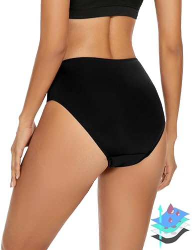 Leovqn Period Swimwear Leakproof Menstrual Bikini Waterproof Bottom UPF 50+ Swim Brief Light Flow - Teens Girls Women