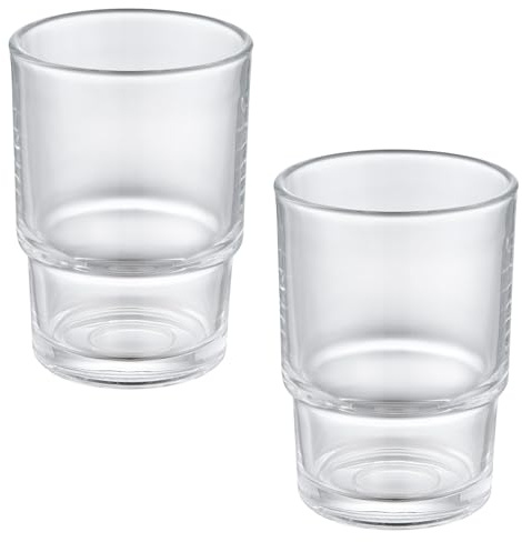 Aomasi Toothbrush Holders for Bathroom, 2 Pack Transparent Glass Tumbler Cups, Modern Thick Glassware