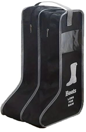 BSLVWG Bolsa de almacenamiento portátil a prueba de polvo con ventana transparente, fundas para zapatos para viajes, caza, senderismo, pesca, botas de transporte para hombres y mujeres, Black, alto