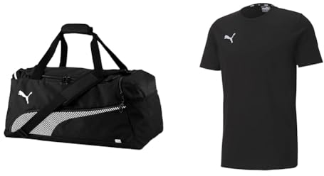 PUMA Uni Sporttasche, Puma Black, OSFA & Herren Teamgoal 23 Casuals Tee T-Shirt, Puma Black, L EU
