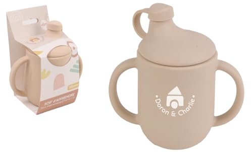 DORON & CHARLIE - Gobelet D'Apprentissage - Repas Enfant - 056742 - Beige - Silicone - 150 ml - Compatible Micro Onde - DME - Machine à Laver - Facile à Nettoyer - Tasse Bébé - À Partir de 4 mois