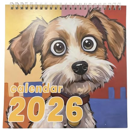 Calendario De Perros 2026 Planificador de Seguimiento de Perro Cartoon
