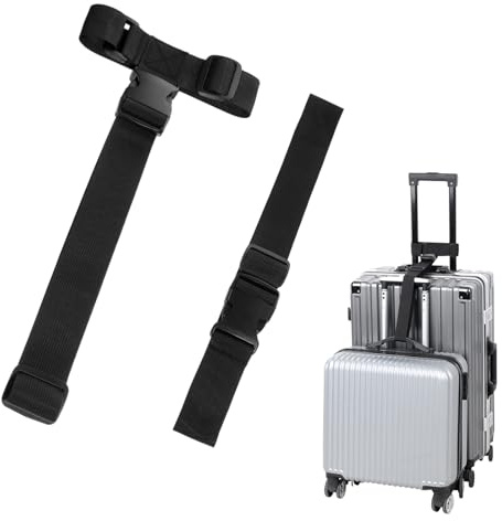 2 Pack Luggage Straps for Suitcases, Adjustable T-Type and Normal Suitcase Straps, Metal Luggage Connector Straps for Suitcases for Connect 3 Luggage Together, Travel Accessories
