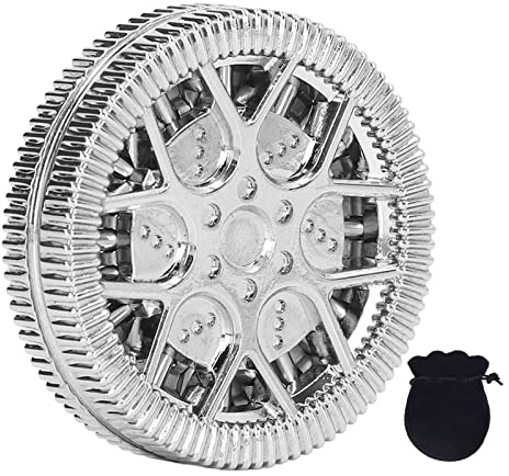 Moneda háptica con patrón de Eje Hueco para TDAH, Juguete Deslizante magnético para aliviar el estrés, Fidget antiestrés de Metal con Sonido nítido, Juguete portátil para escritori (Plata)