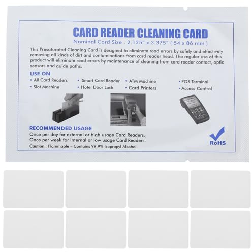 TOYANDONA Cartes de Nettoyage en PVC Blanc Lot de 15 Pièces 12.5x8cm pour Scanner et Lecteur de Cartes Pos Adaptées à Divers Lieux Commerciaux