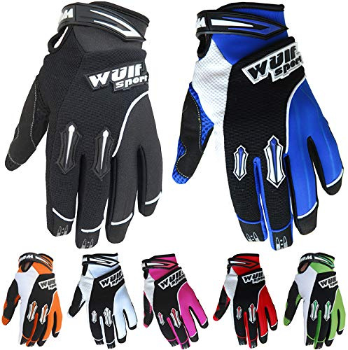 Wulfsport Children Kids Stratos Motocross Motorbike Gloves ATV Dirt Quad Bike Off Road Gloves - Blue - XS 7cm