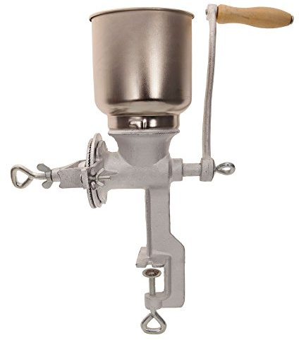 Hand Crank Grain Mill, Hand Cranking Operation Grain Grinder Table Clamp Manual Corn Grain Grinder Cast Iron Mill Grinder for Grinding Nut Spice Wheat Coffee Home Kitchen Commercial Use,Silver