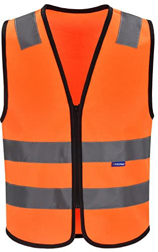 4 Farben Reiten Unisex Hohe Sichtbarkeit Warnweste Herren Reflektierende Weste Reißverschluss EN ISO 20471 (XS, Orange)