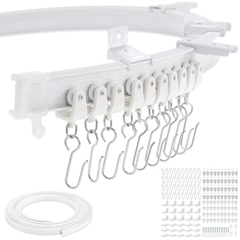 Dyna-Living 16.4ft/5M Flexible Bendable Ceiling Curtain Track, Curved Ceiling Mount, Room Divider, RV, L/U Shape Bay Windows