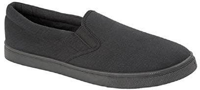 GladRags Mens Slip on Canvas Summer Shoes, Pumps, Trainers, All Black, Size 11
